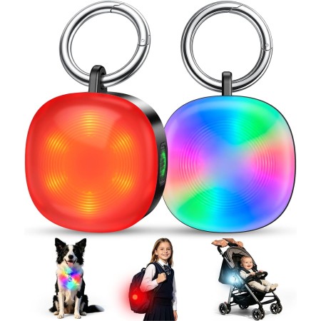 Cuvccn 100LM Warning Light for Dog Walking, Bag, Stroller, Camping, 2 Pack 4 Modes & RGB Hands Free Flashlights, Dog Collar Light Rechargeable, Waterproof & Zinc Alloy Dog Lights for Night Walking